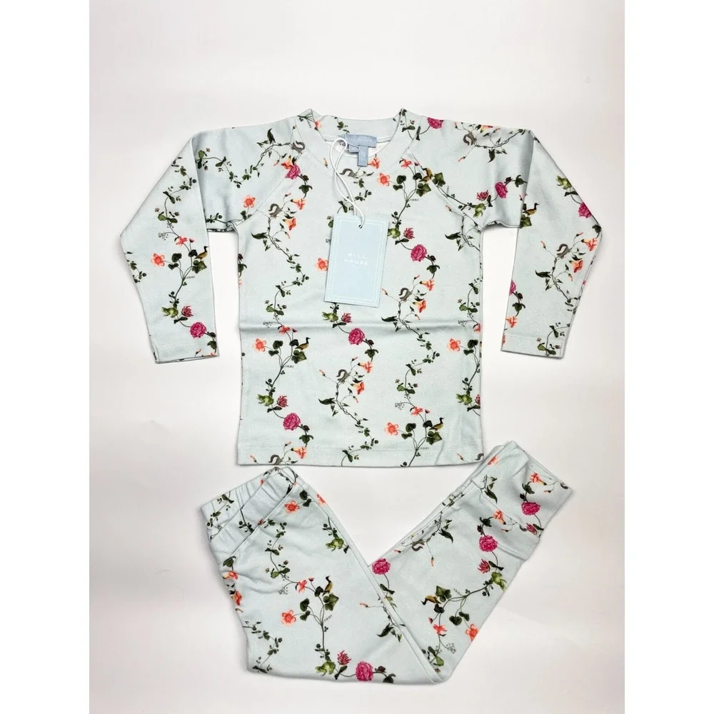 Hill House The Tiny PJ Size 2Y‎ Light Blue Pond Floral Pajama Set NWT